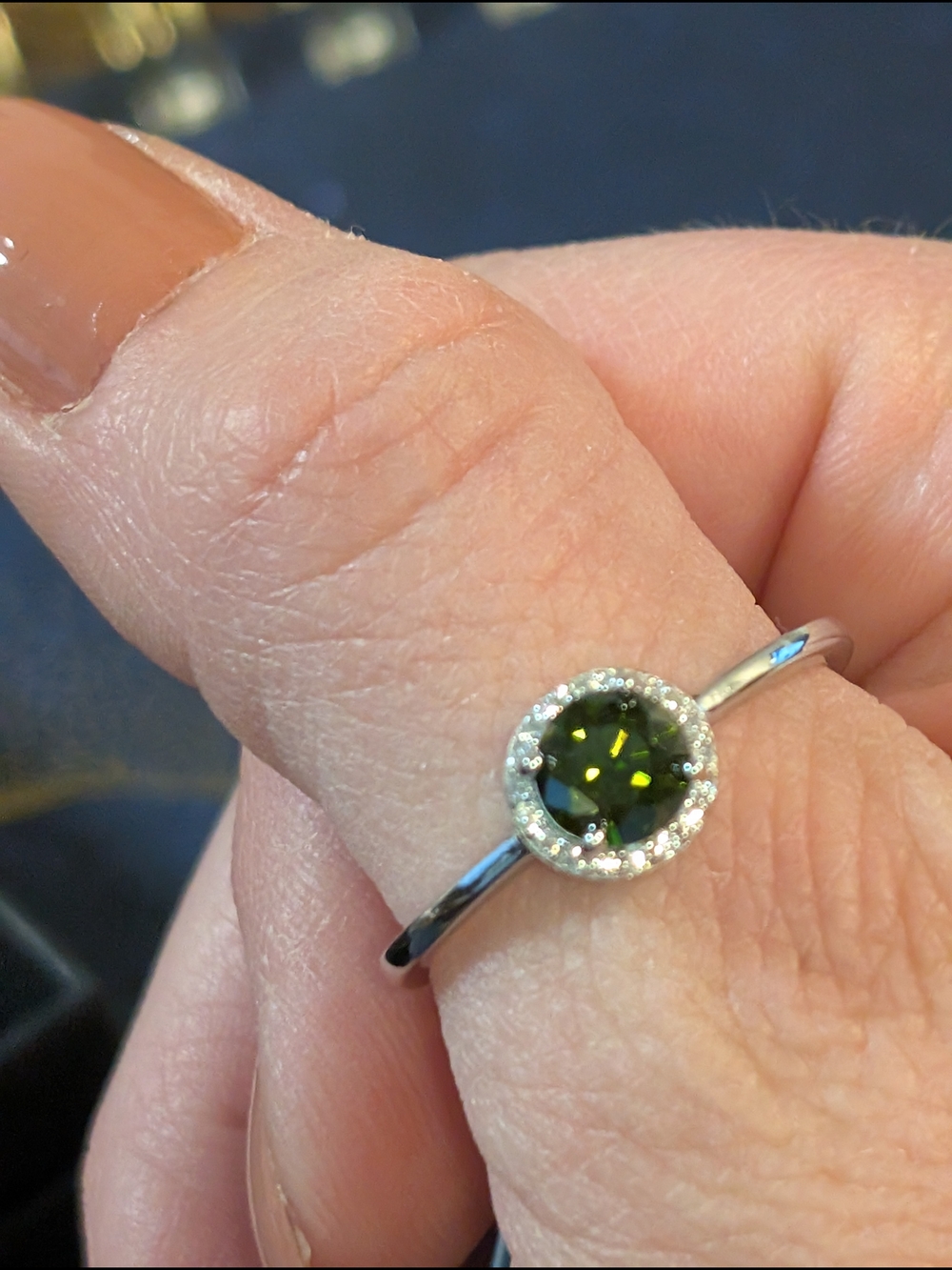 Sterling Silver Peridot Halo Ring